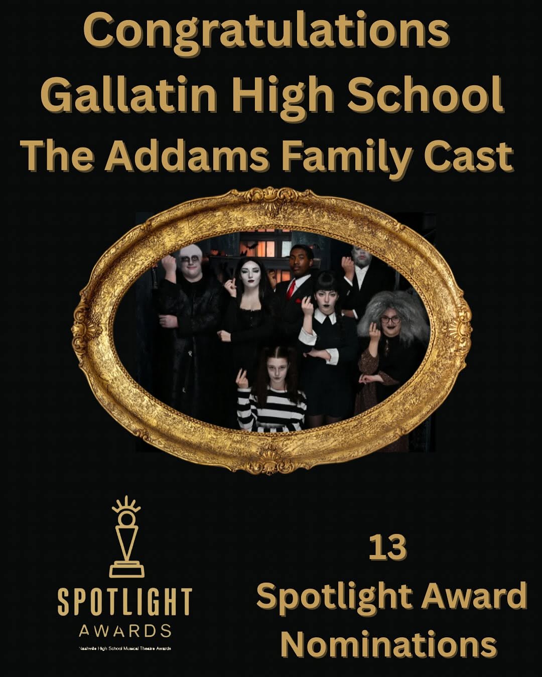 The Addams Family cast recognized with thirteen Spotlight Award nominations