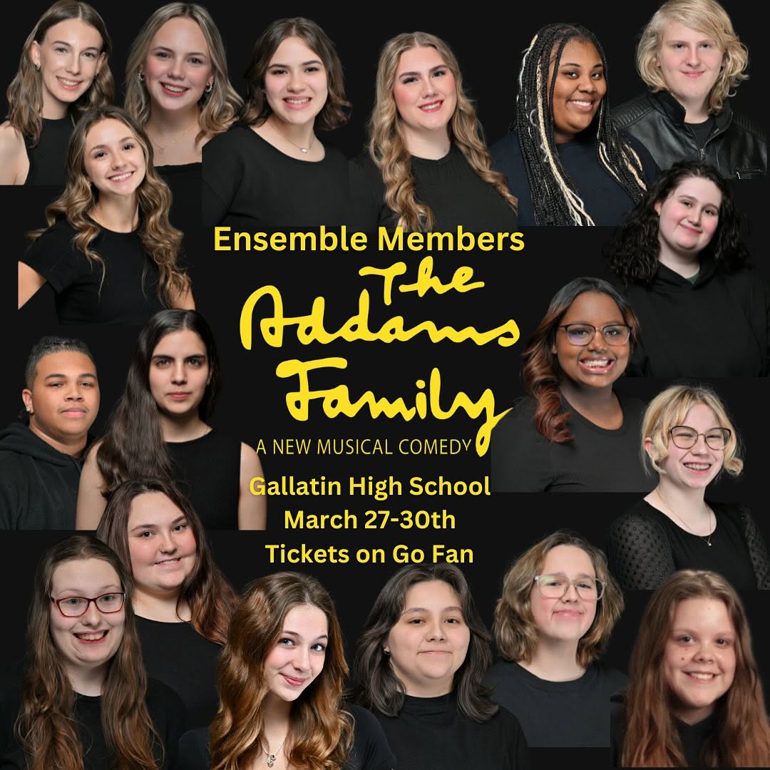 The Addams Family ensemble cast portrait collage